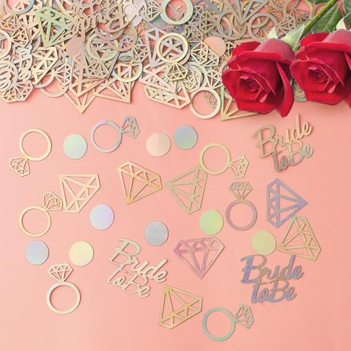 100 Stück Glitzer Konfetti Bride to Be,Junggesellenabschied Tischdeko,Glitzer Hochzeit Streudeko,JGA Accessoires Frauen,Jga Bunt Accessoires,Hochzeit Party Deko für Team Braut