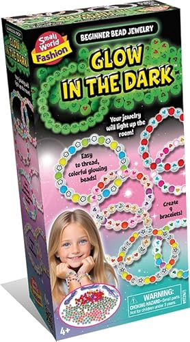 Small World Toys Fashion Glow in the Dark Bead Jewellery Kit, Create 9 Bracelets, Easy to Thread Colourful Beads, Ages 4+, Superior Fashion Kit with Everything Included