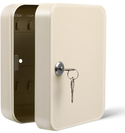 Hemobllo Armadio Portachiavi da Parete in Ferro Robusto con Ganci Cassetta Sicura per Chiavi con Serratura Organizer Chiavi per Casa Ufficio Garage e Noleggio