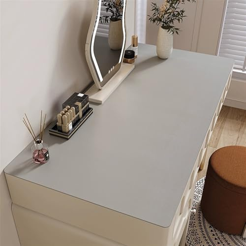 Wokuaile Schreibtischunterlage 60x40cm abwaschbar Tischunterlage Schreibtisch aus PU-Leder Schreibtisch Unterlagenmatte für Büro, Grau