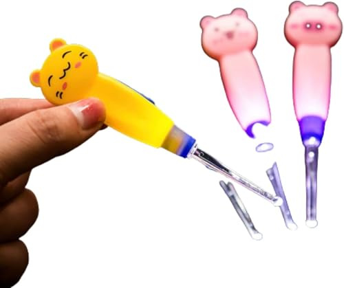 1Pc Cute Flashlight Earpick,Earwax Cleaning and Removal Tools, Light Led Earpick Wax for Adults and Children Ear Safe