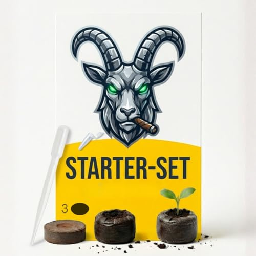 Don Grow Starter-Set Indoor – Anzuchtset für Pflanzen | Grow Starter Kit für Erde, Kokos & Living Soil – inkl. 3X Quelltöpfe, Pipette & Bonus – Steinbock Edition