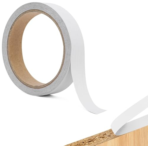 Aovanta 10m x 15mm Melamine Edging Tape, Self Adhesive Edging Strip, Multipurpose Veneer Tape, Peel & Stick Trim for Cabinet Plywood Repairs Furniture Restoration, No Ironing Required, White