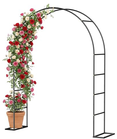 Forever Speed Arche de Rose en Métal avec Base Amovible, Arche de Jardin 230 x 180 x 38 cm Arche Rosier pour Décoration de Jardin et Mariage - Noir (1PCS)