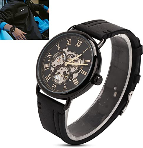 FORSINING Stilvolle Halbautomatische Herrenuhr, Präzises Mechanisches Uhrwerk, wasserdichte Armbanduhr mit Skelett-Zifferblatt, Perfekt für Valentinstagsgeschenke, Edelstahlgehäuse, Schwarze
