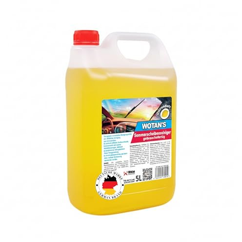 5 Liter Wotan's Scheibenreiniger Scheibenwasser Sommer Citrusduft | streifenfrei – getestet |Premiumqualität aus Deutschland | polycarbonatverträglich und Fächerdüsengeeignet (1x5L)