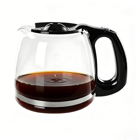 12-Cup Glass Carafe Replacement Pot, Glass Coffee Maker Replacement Carafe with Handle, Glass Decanter 12-Cup, Fits Popular Models, Consistent Tasting Results Thermal Coffee Container