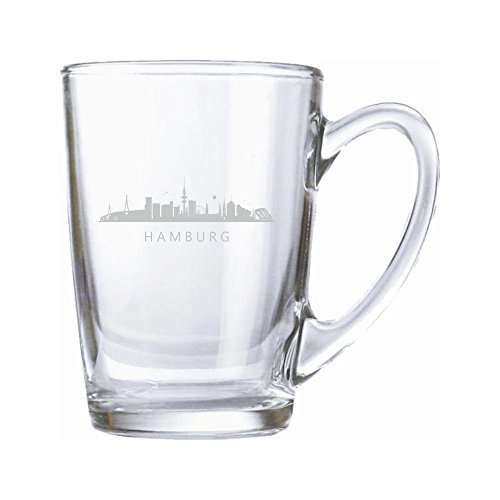 Teeglas/Kaffeeglas 320ml mit Gravur „Hamburg - Skyline Hamburg *made in Germany* Geschenkidee für Frau - Geburtstagsgeschenk für Freund - Geschenk
