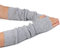Zeltauto Women's Knit Elbow Length Arm Warmer Thumb Hole Fingerless Glove (Light Grey)(Size: M)