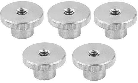 KIPP Rändelmutter hoch M10, H=23, Durchmesser D1=36, Edelstahl blank, VPE=5, 1 Tüte = 5 Stück