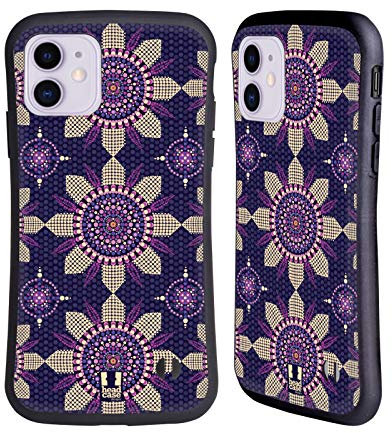 Head Case Designs Violett Einheimisch Dots Hybride Handyhülle Hülle Huelle kompatibel mit Apple iPhone 11