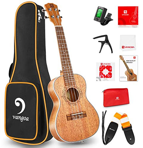 Vangoa Ukulele, Konzert, Mahagoni, 58,4 cm, Ukulele für Anfänger und Erwachsene, professionelles Hawaii-Starter-Ukulele-Set aus Holz, 58,4 cm