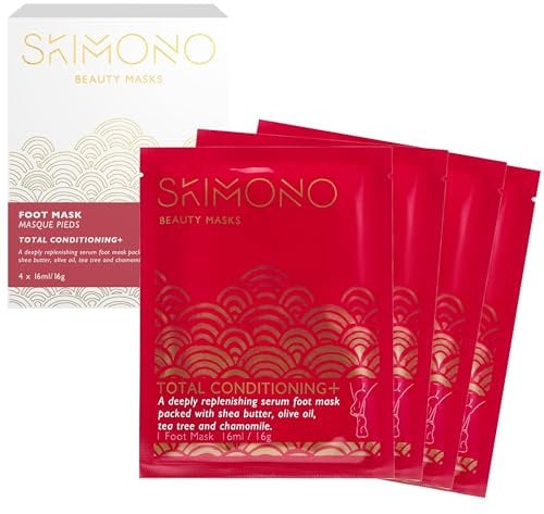 Skimono Moisturising Foot Mask Socks (4 Packs) Moisturising Socks Treatment to Revitalise Dry Skin, Cracked Heels & Hard Skin - At Home Foot Care Mask