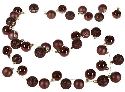 Casaria® Weihnachtskugeln Lichterkette 40 LED 2m Timer Innen Außen 8 Lichteffekte Kugeln Kunststoff Matt Christbaumschmuck Christbaumkugeln Braun