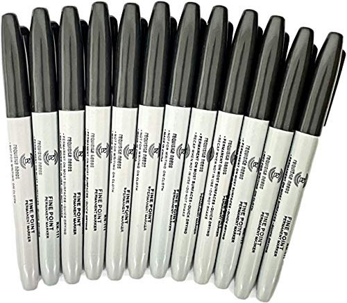 REQUISITE NEEDS 12 x Smudge Resistant Fine Point Black Permanent Marker