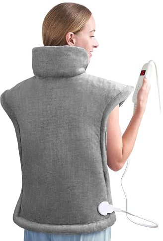 ALLJOY Heating Pad for Back Pain Relief, 24''x 27'' Back Heat Pad for Neck and Shoulders, Weighted Heated Pad Fast-Heating with 6 Settings, Auto Shut-Off Washable Heats Pads
