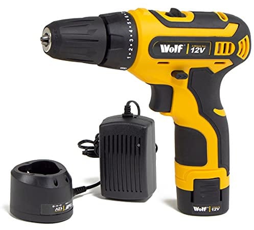 Cordless Drill Driver 12V Electric Screwdriver Wolf 17+1 Torque LED Work Light 1.5Ah Li-Ion Battery & Charger Included - 2 Years Warranty