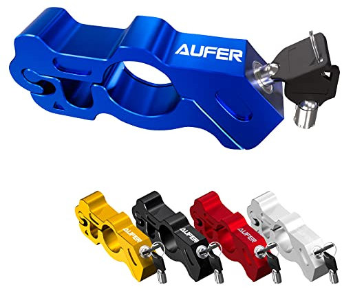 AUFER Universal Heavy Duty Motorcycle Grip Lock Handlebar Throttle Lock Anti Theft Brake Lever Locking Compatible with for Motorbike Sports Bikes Scooter Mopeds ATVs (Blue)