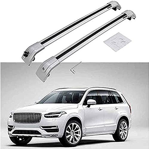 BDXZJ 2 Stück Aluminiumlegierung Dachträger Relingträger Querstange Kompatibel für V-O-L-V-O XC90 2015-2020 Dachträger Dachreling Gepäckträger Surfboard Reling Kayak Halterung