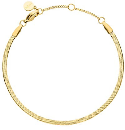 LUUK LIFESTYLE Schlichtes Frauen Armband mit Schlangen Kette aus Edelstahl, edles Design, elegante Vintage Optik, perfekt geeignet als Geschenk für Valentinstag, Geburtstag, Abschied, Reise, Gold