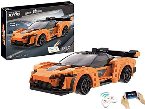 xwin sportseries 295 PCs RC Car Building Kit, Rechargeable Mobile App & Remote Control Car, Build Your Own 2.4 GHz RC Cars, Educational STEM Engineering Construction Gift Toy for Children 6+ (Orange)
