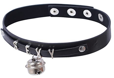 Freebily PU Leder Einstellbarer Druckknopf Doppelschicht Gothic Choker mit O-Ring Leder Breites Halsband Club Nachtclub Cosplay Kostüm Zubehör Schwarz B Einheitsgröße