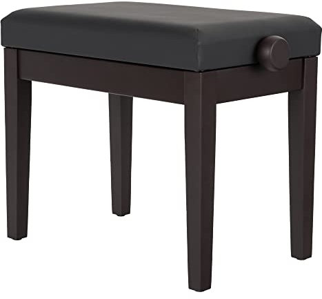 Classic Cantabile Pianobank Modell P - Schwarzes Polster aus Kunstleder - Höhenverstellbar von 48 bis 58 cm - 2-fache Kreuz-Mechanik - Massive Holzkonstruktion - Rosenholz Matt