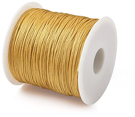 Cheriswelry Bobine de fil en nylon tressé pour fabrication de bracelets, colliers, bijoux, nœuds chinois, artisanat - 100 m - Tige d'or