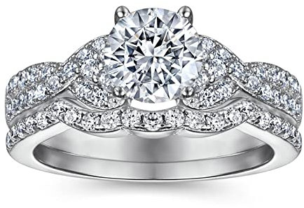 Hoisy Damenring aus 925er Silber, Verlobungsring, verdrehtes Kreuz, Verlobungsring, Silber, Zirkonia