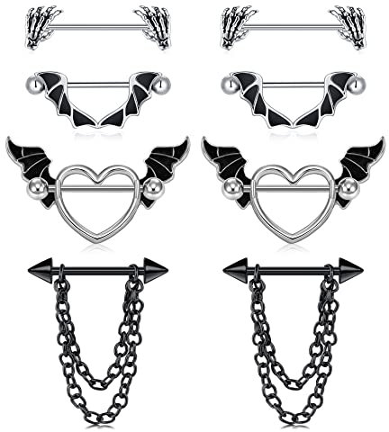 JFORYOU 14G Brustwarzenpiercing Set Chirurgenstahl 1.6mm 16mm Barbell CZ Nippelrings Brustwarzen Piercing
