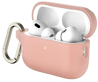 RhinoShield Kopfhörer-Hülle für AirPods Pro 2 - Samtrosa | Fallschutz nach Militärstandard, kabelloses Laden, Karabiner inklusive