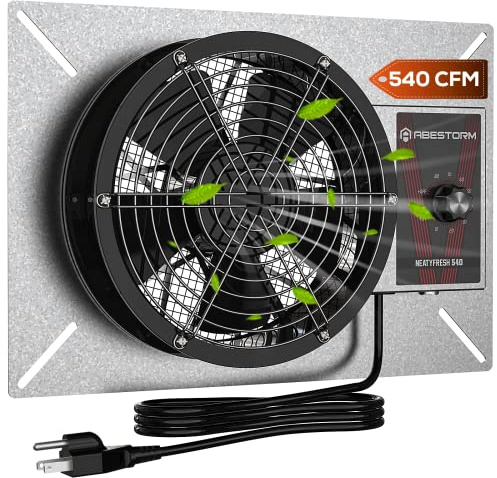 Abestorm 540 CFM IP-55 bewerteter Crawlspace-Ventilator mit Hygrostat-Thermostat, 22,1 cm Kellerventilatoren mit Isolationsmesh, Ventilator für Kriechraum, Keller, Garage, Dachboden, Wachstumszelt