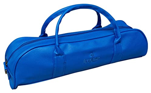 Acclaim Pontypool Rounded Style Mini Four Bowls Synthetic Grain Leather Look Lawn Green Bowling Bag with Dividers and Shoulder Strap (Blue)