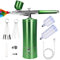 Airbrush Kit with Compressor, Air Brush Gun Rechargeable Portable High Pressure Air Brushes with 0.3mm Nozzle and Cleaning Brush Set for Painting, Tattoos, Nail, Makeup, Art, Cake Decorating (Green)