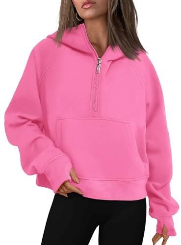 Timuspo Sweat à capuche pour femme - Veste à capuche avec doublure en polaire - Basic Zip Up - Pull d'hiver pour femme, Rose, S
