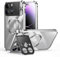 iPhone 15 Pro Hülle, doppelseitige Schnalle, kompatibel mit Magsafe Magnetische Adsorption Metallstoßstange, mit Kamera-Abdeckung, Ganzkörperschutz, Metall-Stoßfängerhülle (Silber, iPhone 15 Pro)