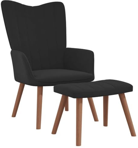 vidaXL Chaise de Relaxation avec Repose-Pied Siège de Relaxation Chaise de Détente Fauteuil de Salon Salle de Séjour Maison Noir Velours