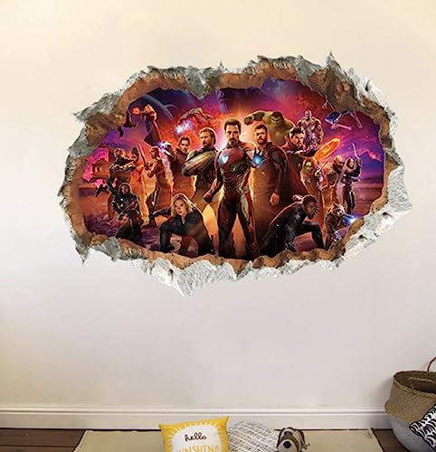 Cartoon Spiel Gebrochene Wandaufkleber, Dreidimensionales Wohnzimmer, Schlafzimmer Eingang, Entfernbare Dekorative Aufkleber 50 * 70 7