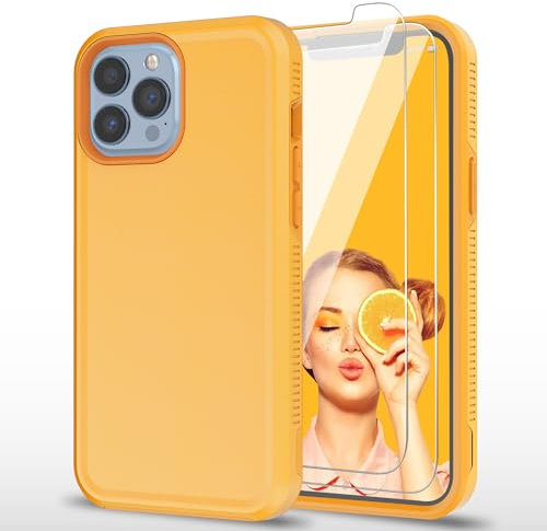 AYMECL Case for iPhone 13 Pro Case,[Military Grade Drop Protection] [with 2 pcs Self-Healing Screen Protectors],Protective Cover for iPhone 13 Pro,Yellow