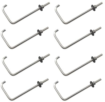 Schraubhaken aus 304 Edelstahl, M6 x 25 x 75 mm, mit Muttern, Unterlegscheiben, Deckenmontage, Haken, Gewindeösenschrauben, 8 Stück