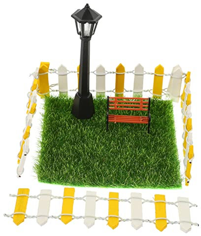DIKACA 2 Ensembles Mini Pelouse Réverbère Ornement Modèles Décor Fée Maison Clôture Chaise De Pelouse Miniature Mini Réverbère Miniature Jouet Mini Maison Accessoire Bricolage Chemin De
