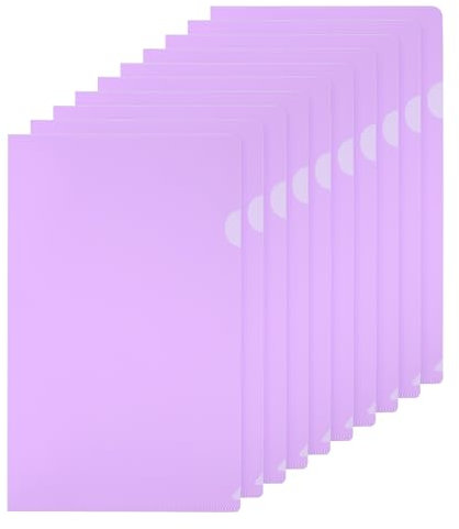 PATIKIL L-Typ Ordner 10er Pack A4 Kunststoff Aktenhüllen Transparente Dokumentenmappen für Büro, Lila
