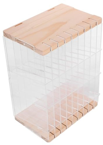 Acrylic Wood Multi-Function Desk Organizer Compact Stationery Storage Rack Large Capacity Compartments for Office Study and Bedroom