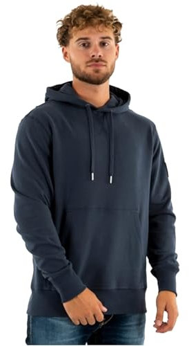 Calvin Klein Felpa Uomo Badge con Cappuccio, Blu (India Ink), M