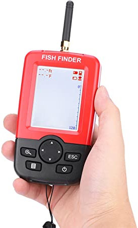Kabelloser Sonar-Sensor, Fischfinder, Echolot, Angelgerät-Zubehör mit Großer Tiefenreichweite und Gut Lesbarer Weißer LED-Hintergrundbeleuchtung für See- und Meeresangeln