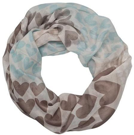 zarolo Damen Loop Schal, Schlauchschal dünn, dünnes Halstuch, Rundschal Tücher Herz Muster,weiche Viskose