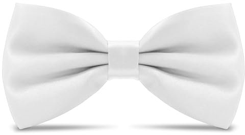 AHLPO Elegante papillon da uomo, di alta qualità, regolabile, con gancio, per matrimoni, feste, ufficio, regalo per uomini, donne, ragazzi, colore nero, bianco, 12 x 7 cm