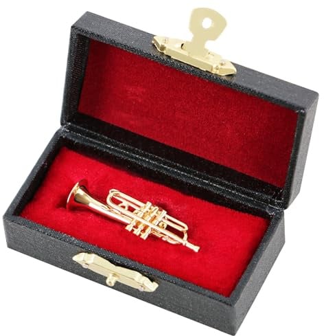EASTROCK Miniatur Trompete Brosche Pin Mini Trompete Pin Mode Revers Brosche für Männer Frauen mit Etui Musikgeschenk Geburtstagsgeschenk