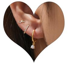 Gold Ohrringe Set für Mehrere Ohrlöcher Hypoallergen Helix Piercings Ohr für Damen 14K Vergoldet Ohrstecker Set Klein Creolen Gold Ohrringe Knorpel Ohrstecker Conch Tragus Piercing Gold
