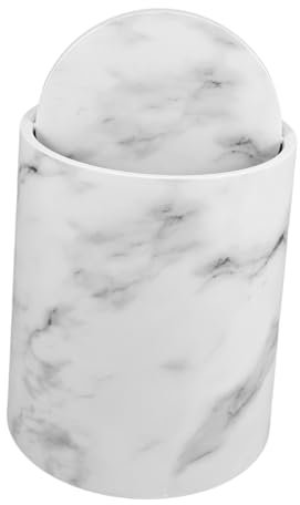 Parliky Kitchen Waste Bin Flip Lid Marble Trash Can Storage Basket Modern Design